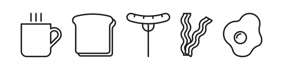 Breakfast icon line set simple design