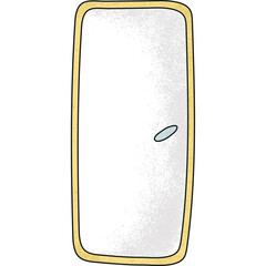 A white wooden door. Hand drawn illustration