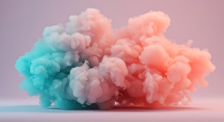 Obraz premium Abstract artistic smoke cloud in teal pink and coral hues