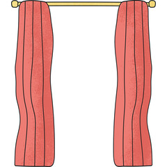 Hand drawn illustration of a red curtain