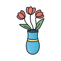 Hand drawn vase with tulips