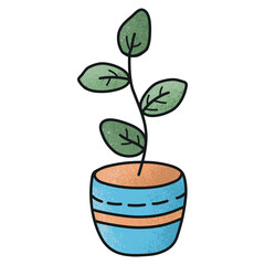Hand drawn illustration of a green plant in a pot