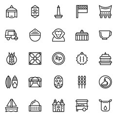Collection of Basic Indonesia Related Vector Outline Icons. Contains Icons like Animal, Bird, Building, Money and more. Editable stroke. 48x48 pixels