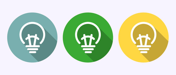 Electric light bulb icon design illustration, Creative idea icon sign symbol in shadow button design