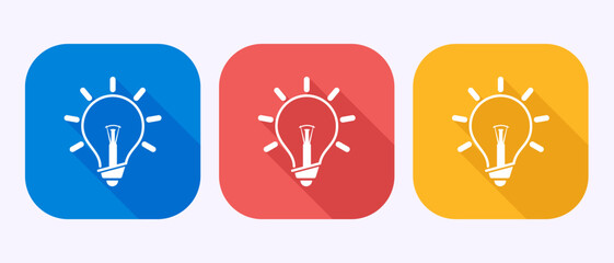 Electric light bulb icon design illustration, Creative idea icon sign symbol in shadow button design