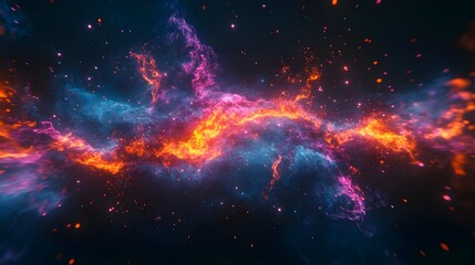 Fototapeta premium Nebula, Space, Cosmos, Fiery Nebula in Deep Space