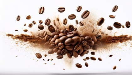 Obraz premium coffee bean explosion on white background