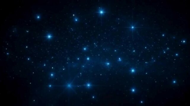 Dark Abstract Cosmic Background with Glowing Blue Star-Like Lights