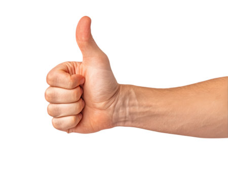 Hand of client show thumb up isolated on white background. Service rating, satisfaction concept. Male hand showing thumb up. Ai Generated Images
