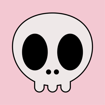 Minimalist Cute Skull Vector Illustration on Pink Background