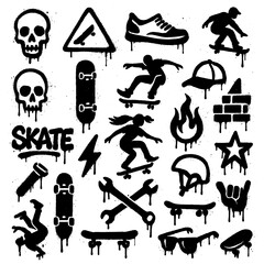 Hip-Hop and Breakdance Graffiti Icons – Urban Spray Paint Street Culture Symbol Set
