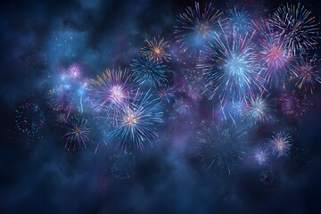 Fototapeta premium 8k colorful banner wallpaper fireworks display on the dark night sky for the celebration and joy of a holiday festival, new year, or other special events. 