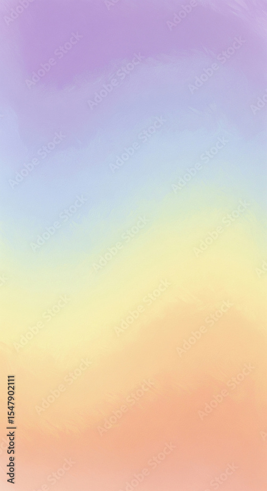 Poster soft pastel rainbow gradient background, transitioning from purple to orange, evokes feelings of cal