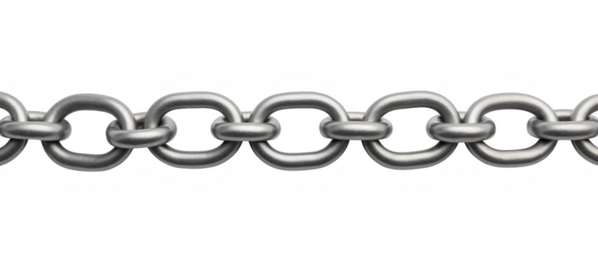 Strong metal chain links connected together, showcasing durability and strength. Ideal for industrial or construction applications