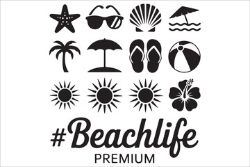 Beach Silhouette Bundle – Tropical Summer Vector Set with Palm Trees, Surfers, and Sunset Scenes

