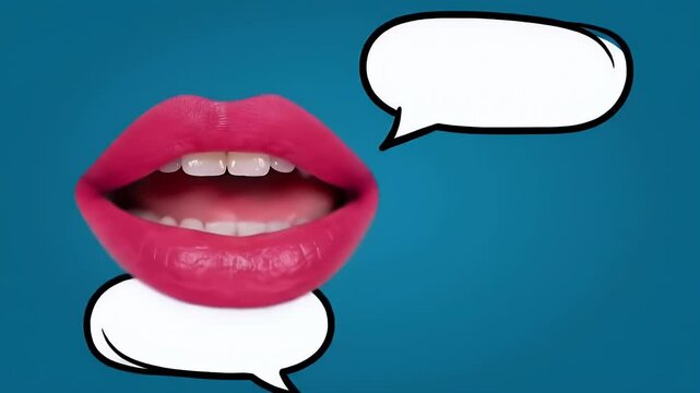 Comic Style Talking Lips with Speech Bubbles