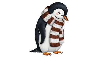 Isolated Cartoon Penguin with Scarf