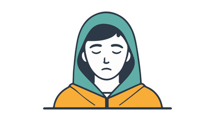 vector illustration of a poor person in hoodie with sad face, rain and sad face vector person illustration, sad person illustration in colorful hoodie