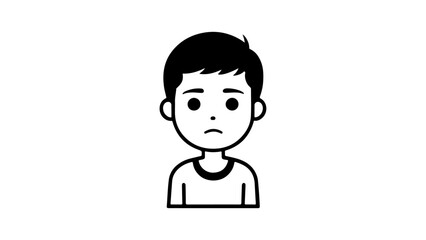simple black and white shape of a sad kid