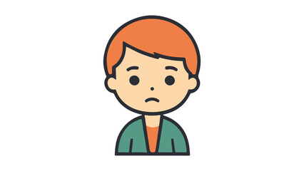 sad person with orange hair icon, cartoon shape of a sad character with orange hair