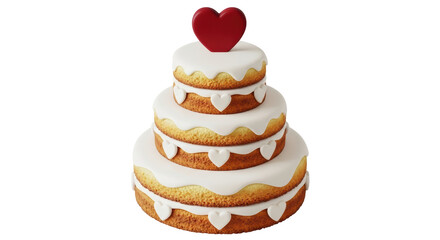 Isolated Tiered Wedding Cake with Hearts