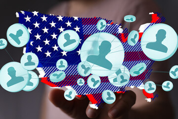 Visual representation of online social network connections across the United States. Ideal for...