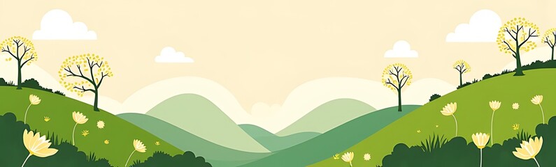 Spring Landscape Background Simple Vector Illustration