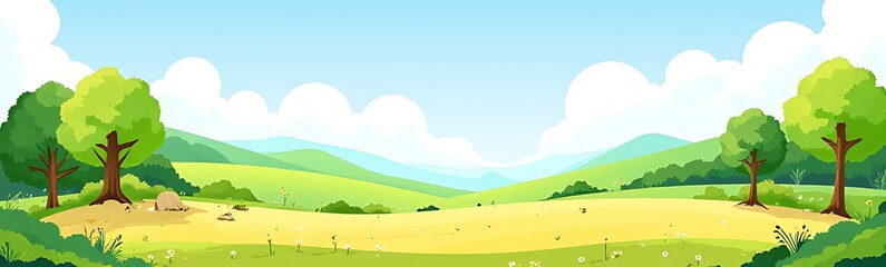 Spring Landscape Background Simple Vector Illustration