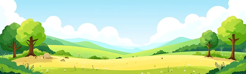Fotobehang Spring Landscape Background Simple Vector Illustration © Wagner