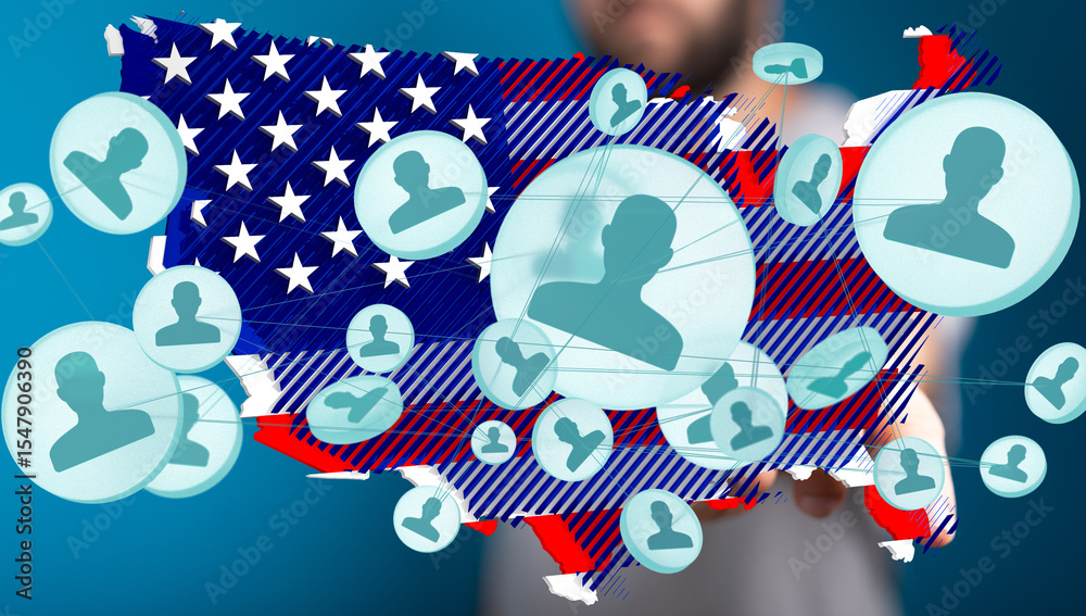 Poster visual representation of a nationwide network. ideal for social media, technology, and community con