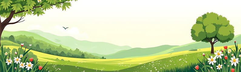 Spring Landscape Background Simple Vector Illustration