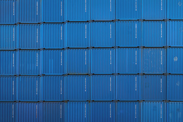 Stored cargo containers at the container terminal in the Maasvlakte Harbor