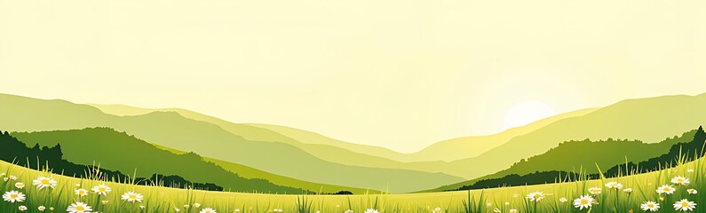 Obraz premium Spring Landscape Background Simple Vector Illustration