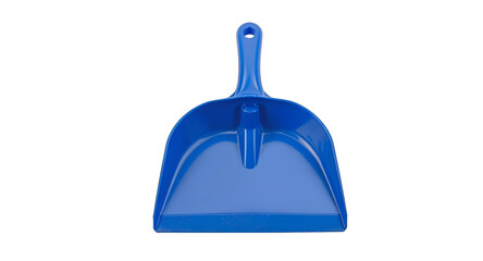 Blue plastic dustpan cleaning tool isolated background