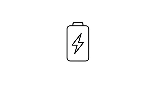 Minimalist battery icon with lightning bolt indicating power and energy vector illustration