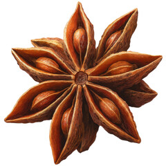 star anise whole pod png, exotic spice illustration