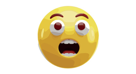 Fototapeta premium Surprised emoji with wide eyes and open mouth expression vector illustration