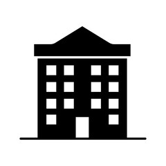 Apartment building icons. Silhouette style. City real estate, housing architectural design.
Vector illustration.