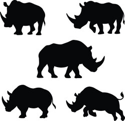 Rhino silhouettes vector