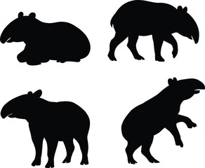 Vector Silhouette of a Tapir