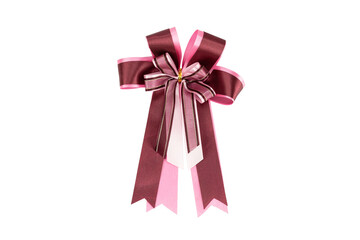 An elegant pink gift bow on a white background. Perfect decoration for gift wrapping, Christmas,...
