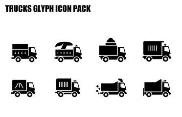 Truck icon set in various configurations