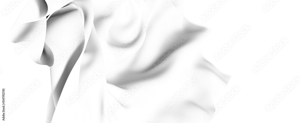 Poster High-resolution image of a flowing white fabric with a textured surface. Perfect for backgrounds, designs, and more.