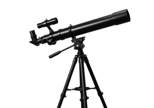 Telescope astronomy equipment for stargazing and space exploration on transparent background