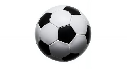 Fototapeta premium Classic Soccer Ball Black and White Floating on Clean White Background