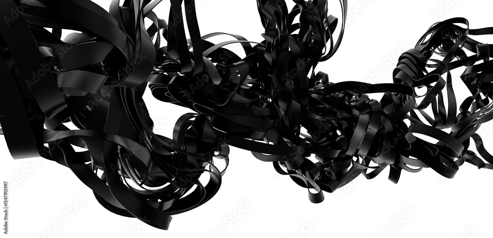 Poster high-resolution image of abstract black ribbons swirling in 3d space. perfect for backgrounds or des