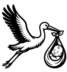 Stork carry baby 