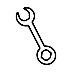 Metal wrench. Hand drawn doodle vector. Handyman tool for unscrewing nuts from bolts. Work in workshop. Illustration line art element.