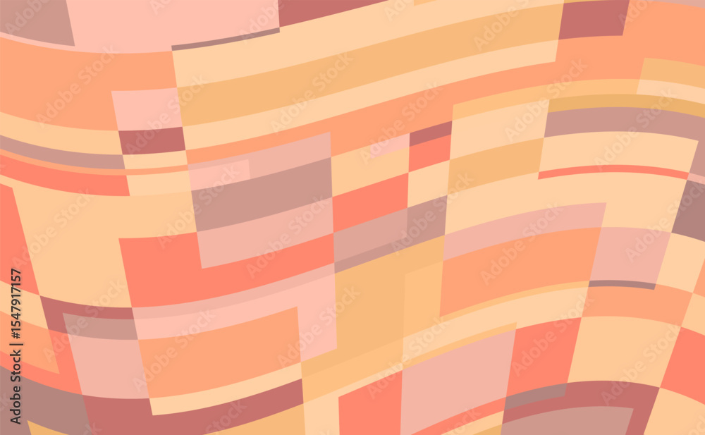 Poster a dynamic composition of overlapping, slightly curved rectangular shapes in a palette of warm tones.