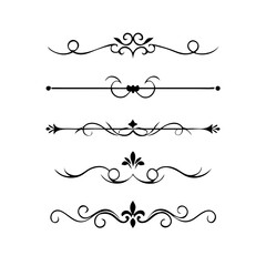 Page Divider And Design Elements. Set of Various Simple Black Divider Design, Assorted Divider Collection Template Vector. Collection of floral dividers elements mega decoration for Calligraphy.
